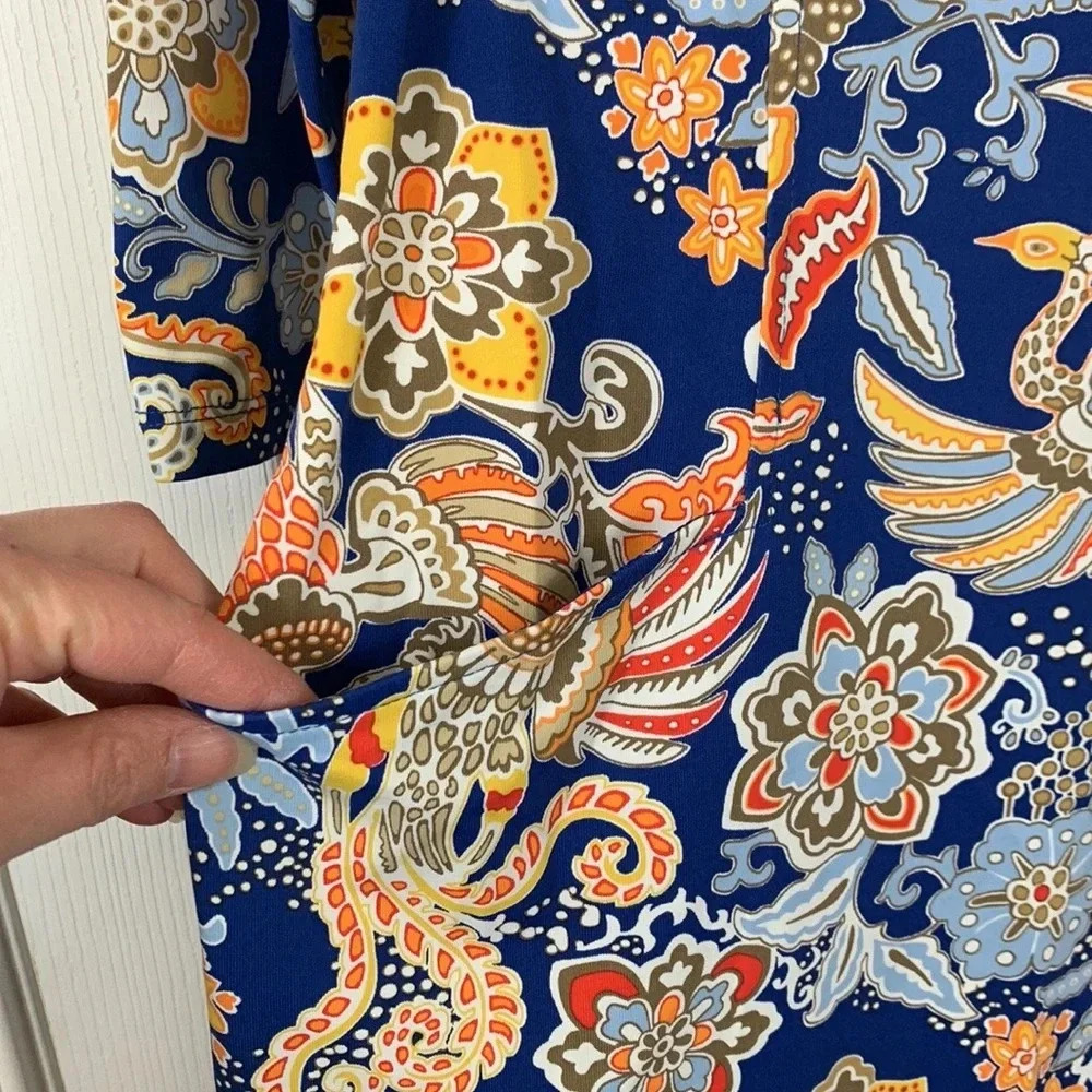 J. McLaughlin Navy Blue Floral Print Dress - Picture 4 of 8